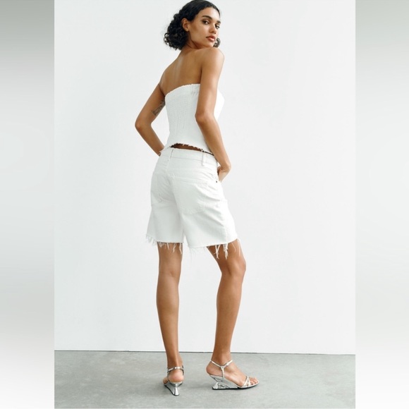 ZARA DENIM TRF CORSET TOP - Picture 6 of 7